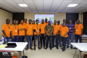 Participants at the training with IITA Head of Breeding and Senior Director of Breeding and Pre-breeding, Prof John Derera