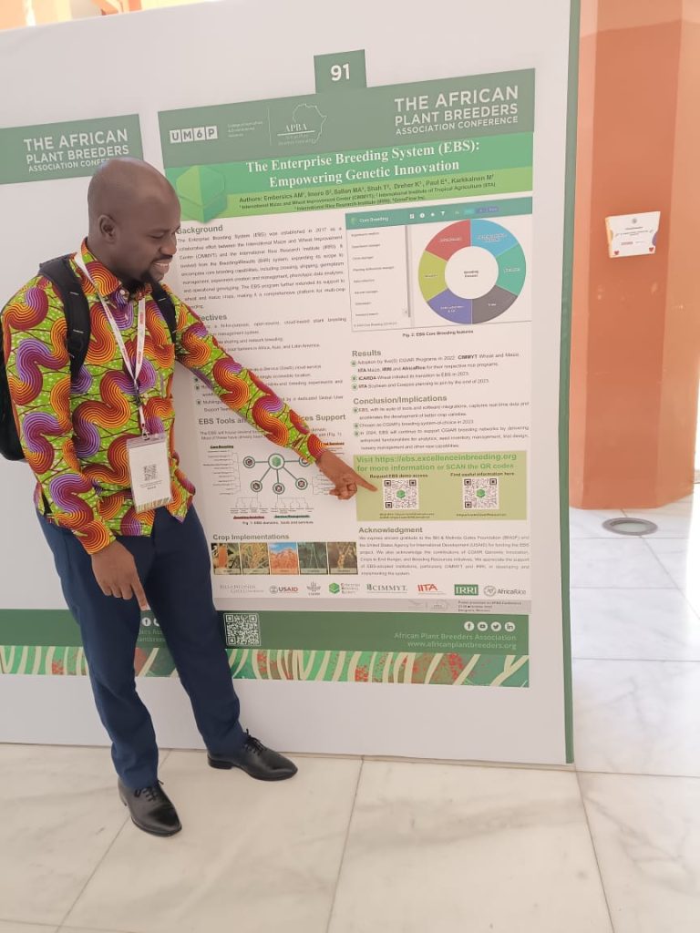 by Simon Imoro, IITA Data Manager for Breeding presenting EBS poster at APBA.